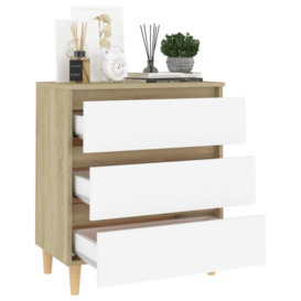 Sideboard White and Sonoma Oak 60x35x69 cm Engineered Wood - thumbnail 3