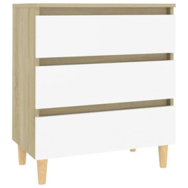 Sideboard White and Sonoma Oak 60x35x69 cm Engineered Wood - thumbnail 2