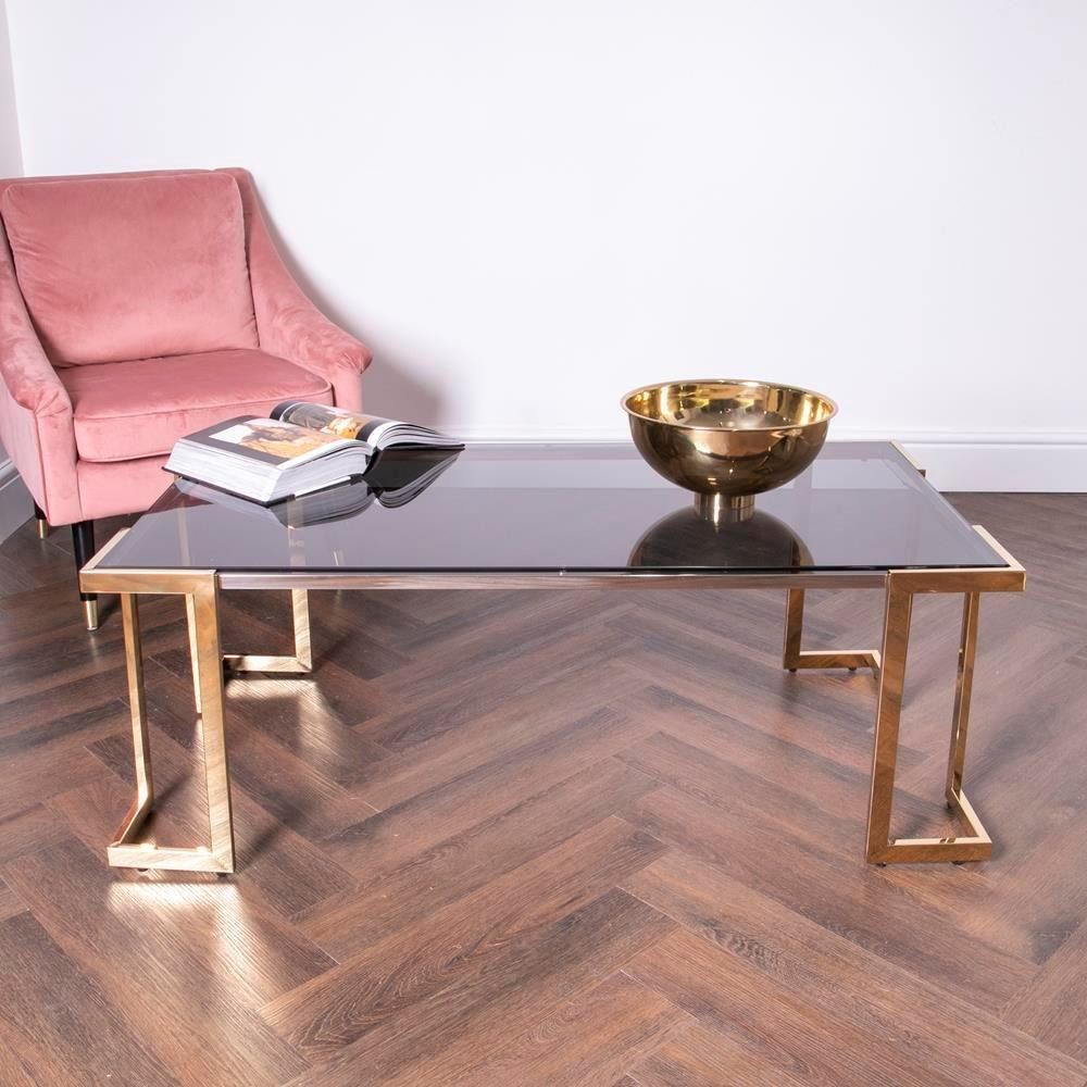 Domus Gold Coffee Table with Smoked Glass - image 1