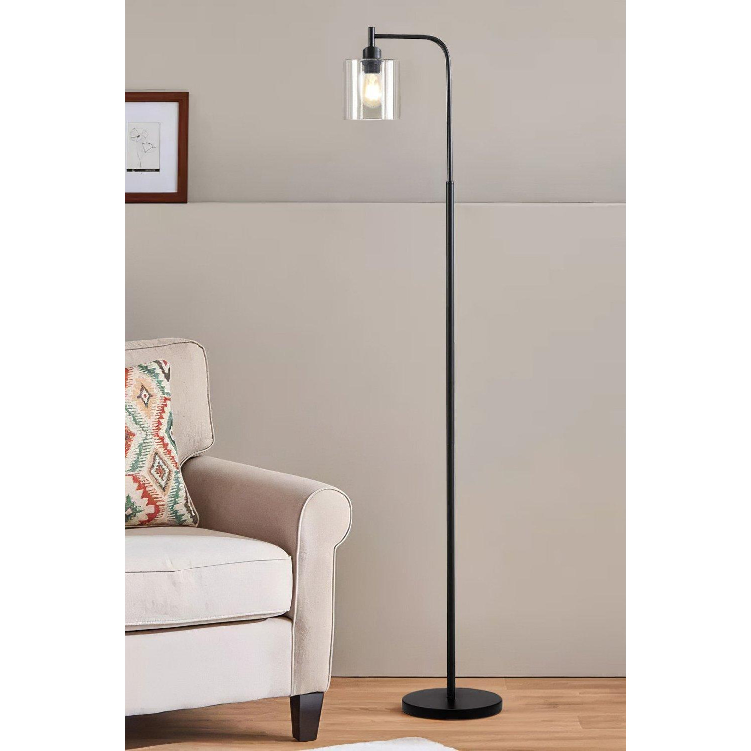 Minimalist Floor Lamp with Glass Lampshade - image 1