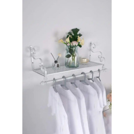 Wall Mounted Metal Clothes Garment Shop Display Rack with Shelf