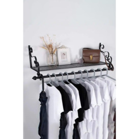 28 x 80cm Wall Mounted Metal Clothes Shelf Garment Shop Display Rack Bedroom