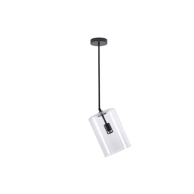 Matte Black 1-Light Pendant with Clear Glass Lampshade - thumbnail 2