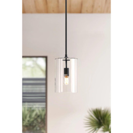 Matte Black 1-Light Pendant with Clear Glass Lampshade - thumbnail 3