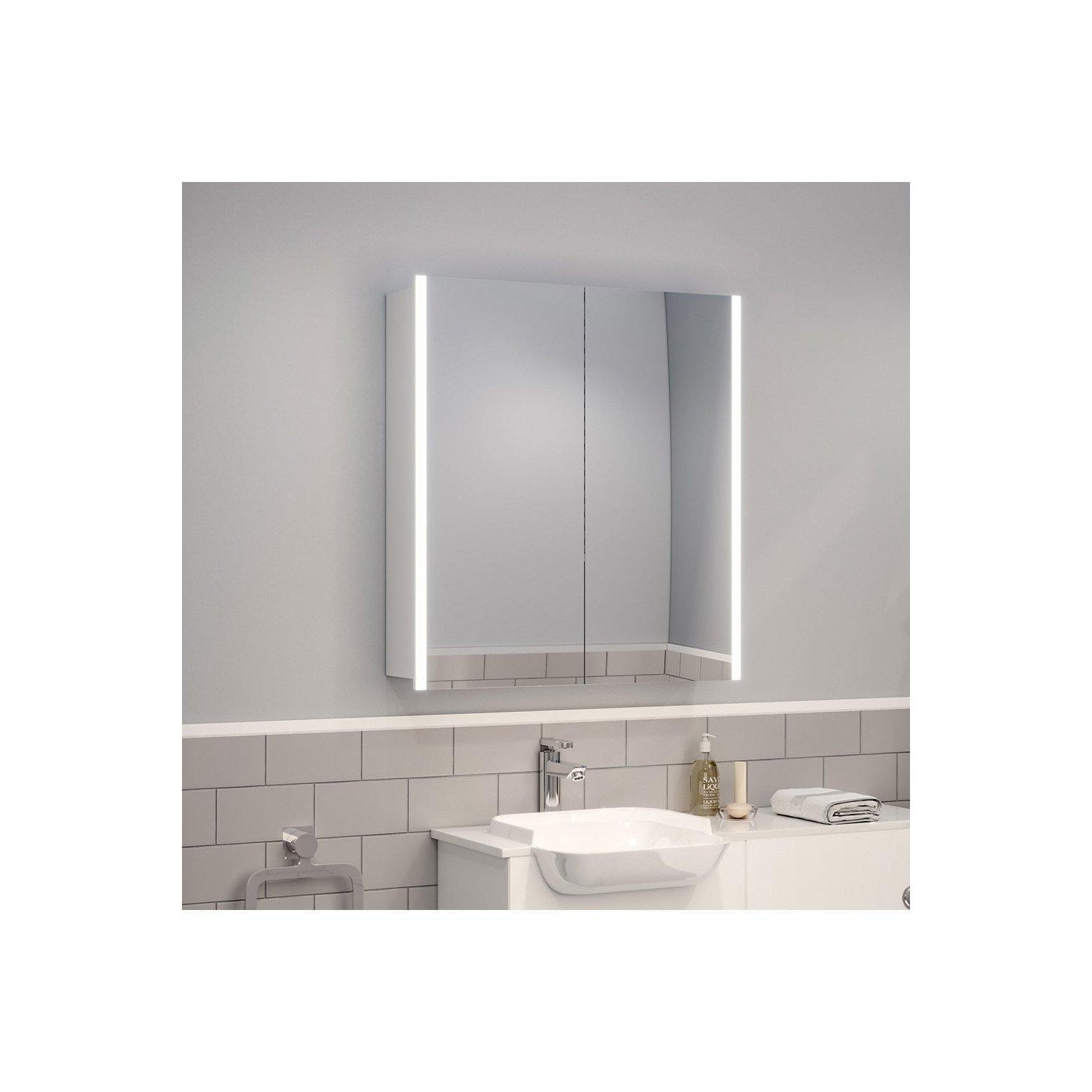 Wall Mount LED Bathroom Mirror Cabinet with Defogger, Shaver Socket - image 1