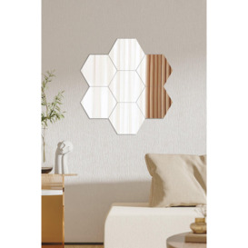 36Pcs DIY Hexagon Acrylic Mirror Wall Sticker Set - thumbnail 1