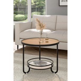 Black Round Glass and Slate Coffee Table 2 Tier - thumbnail 2