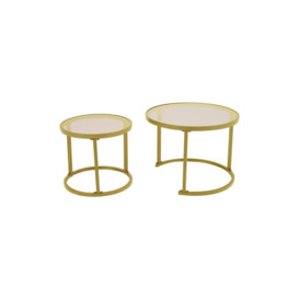 Gold Tea Glass Round Nesting Coffee Table Set of 2 - thumbnail 3