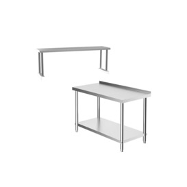 2 Pcs Stainless Steel Kitchen Prep Work Table with Overshelf Worktop Bench - thumbnail 3