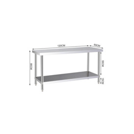 2 Pcs Stainless Steel Kitchen Prep Work Table with Overshelf Worktop Bench - thumbnail 3