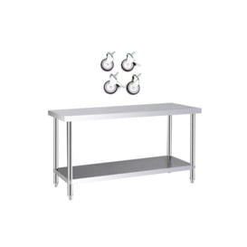 2 Tier Commercial Kitchen Prep Worktable with Wheels - thumbnail 3