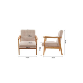 Beige Modern Wood Frame Upholstered Armchair - thumbnail 3