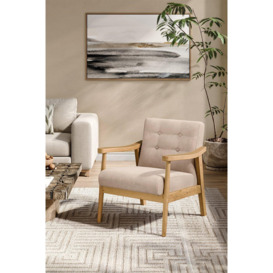 Beige Modern Wood Frame Upholstered Armchair - thumbnail 2