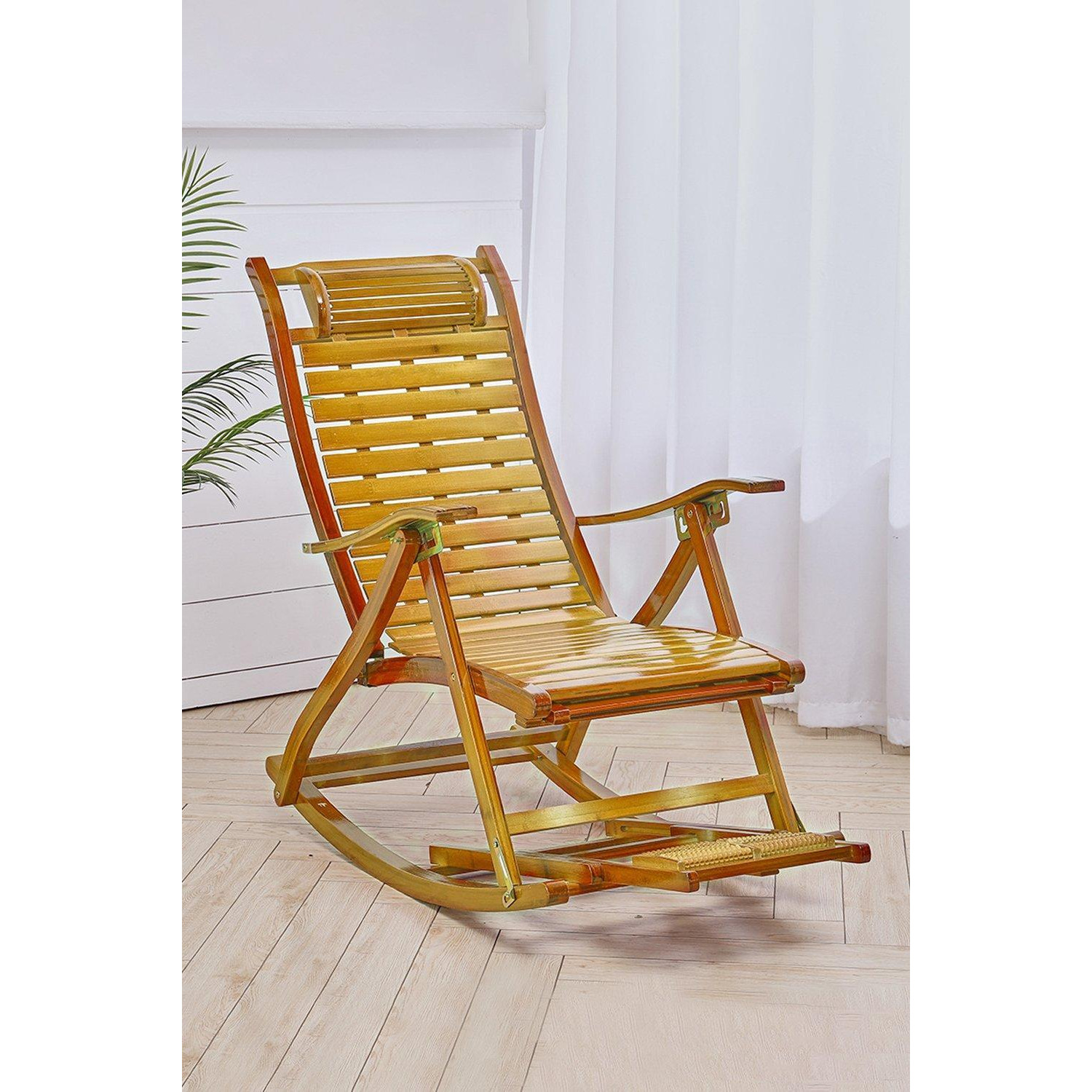 Bamboo Rocking Chair Foldable Recliner - image 1