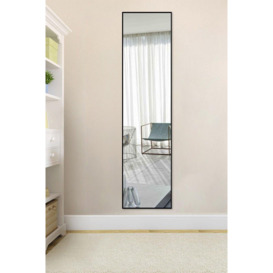 Modern Slim Frame Black Full Length Wall Mirror - thumbnail 1