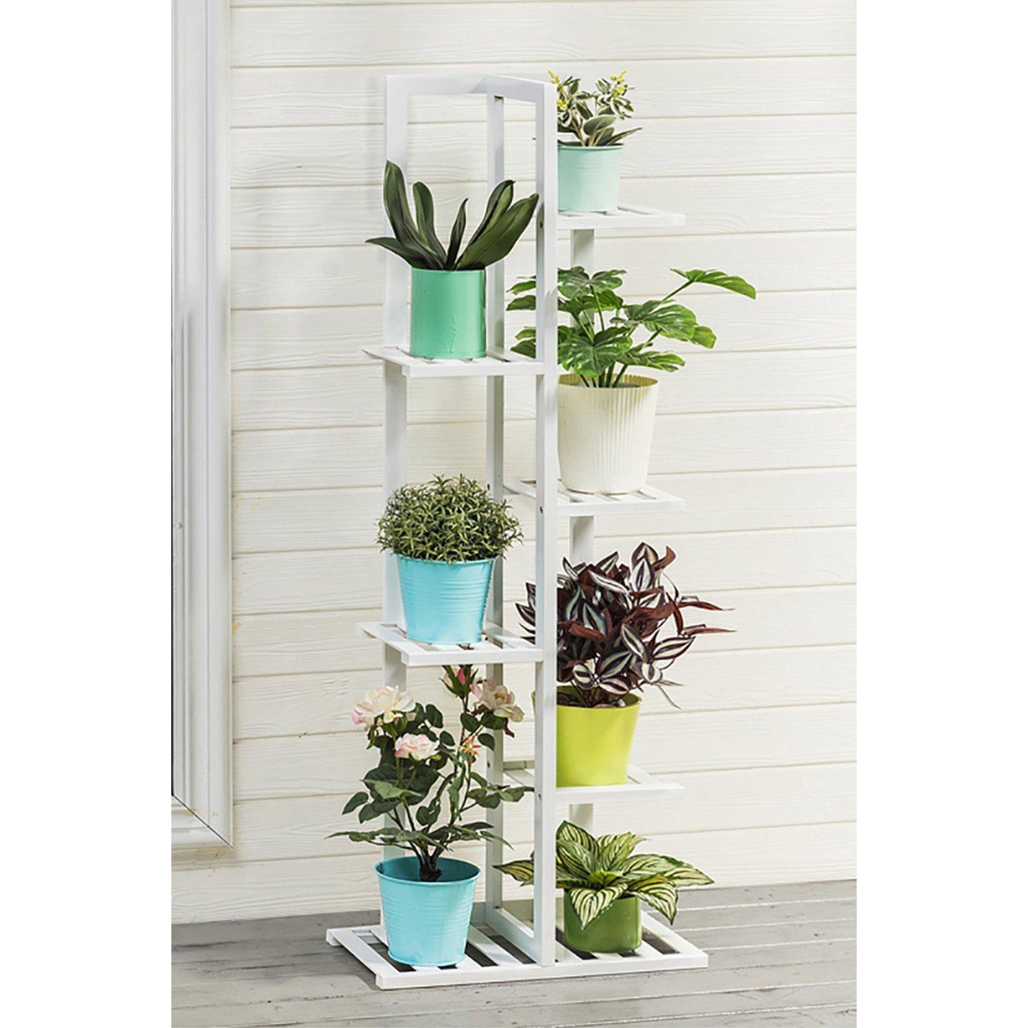 6 tier Alexander Free Form Multi Tiered Rubberwood Plant Stand - image 1