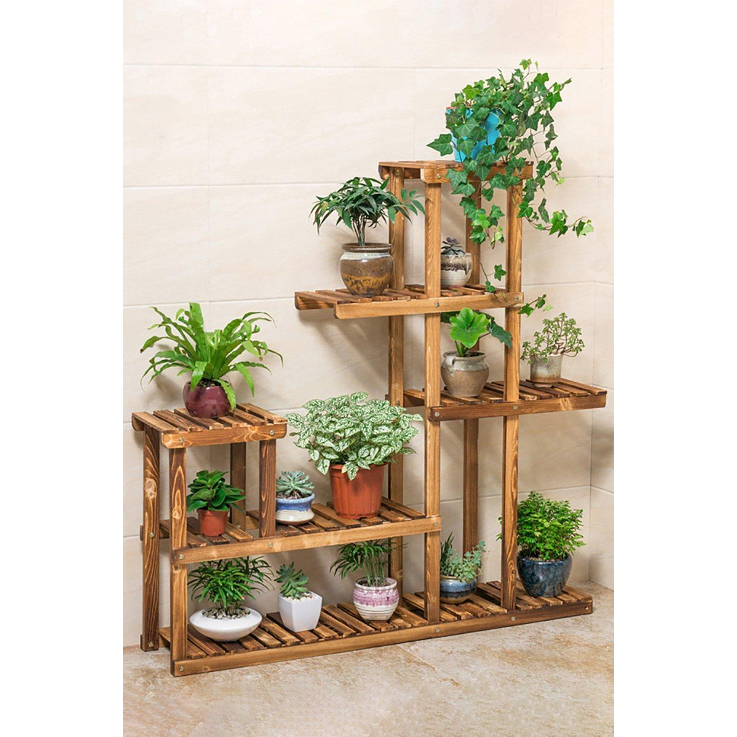 Rustic Large Multi-Tiered Wooden Plant Stand - image 1