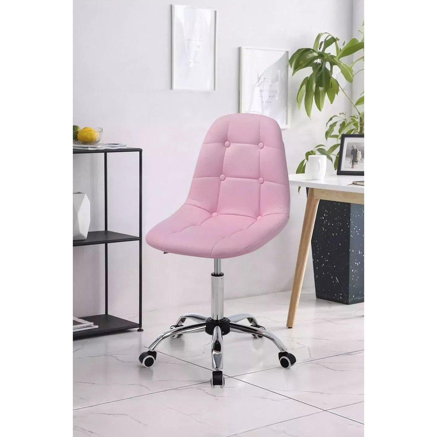 Contemporary PU Leather Chrome Base Swivel Office Chair - image 1