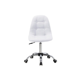 Contemporary Linen Chrome Base Swivel Office Chair - thumbnail 3