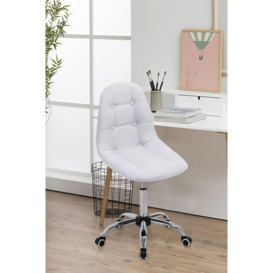 Contemporary Linen Chrome Base Swivel Office Chair - thumbnail 2