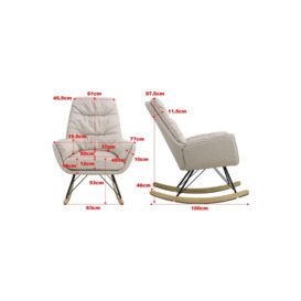 High Back Flannelette Upholstered Rocking Chair - thumbnail 3