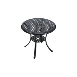 Checkered Hollowed Out Cast Aluminum Patio Dining Table with Umbrella Hole - thumbnail 3
