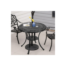 Flower Hollowed Out Cast Aluminum Patio Dining Table with Umbrella Hole - thumbnail 1