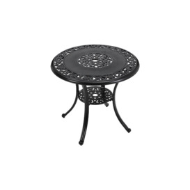 Flower Hollowed Out Cast Aluminum Patio Dining Table with Umbrella Hole - thumbnail 3