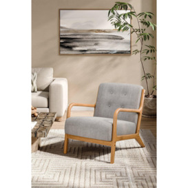 Grey Solid Wooden Frame Upholstered Tufted Armchair - thumbnail 2