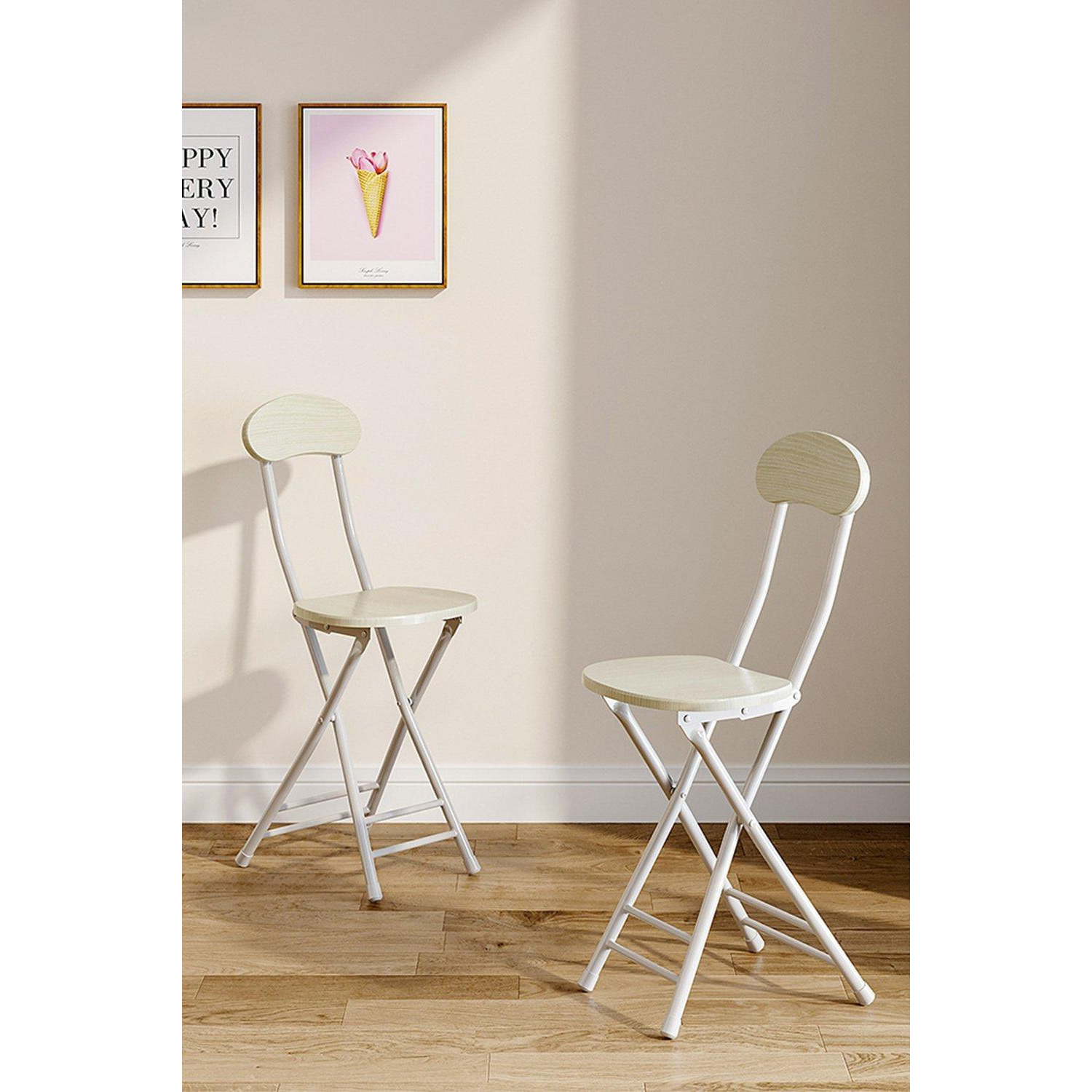Set of 2 Compact Wooden White Folding Chair with Metal Legs - image 1