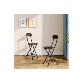 Set of 4 Compact Wooden Black Folding Chair with Metal Legs - thumbnail 2