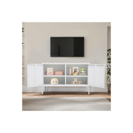 White Metal Lateral File Cabinet with 2 Doors Industrial Style TV Stand Storage Cabinet - thumbnail 2