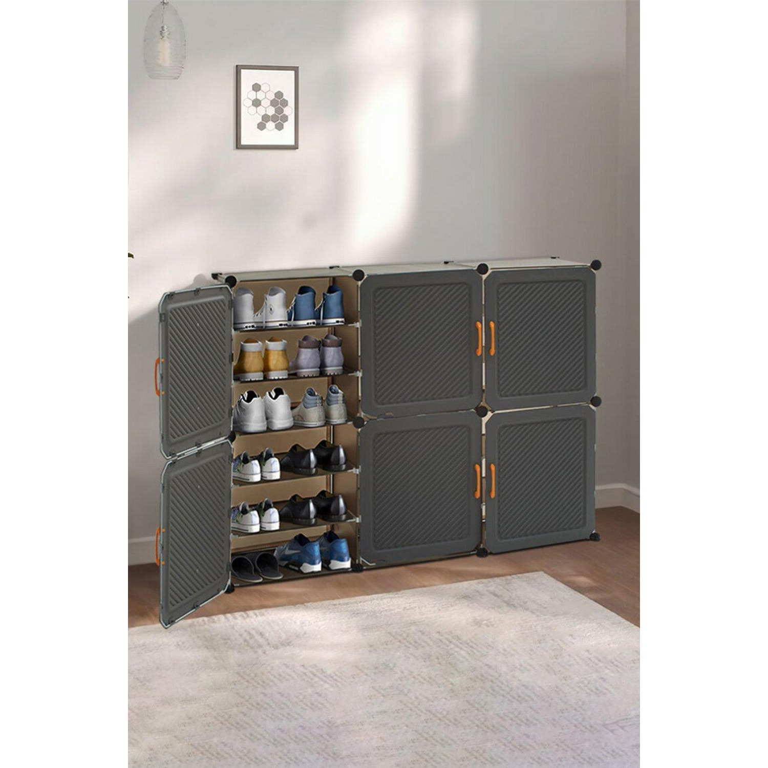 Shoe Rack Organizer with Doors 6-Tier Shoe Closet Box Storage Cabinet - image 1