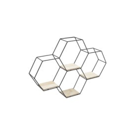 Modern Hexagon Wall Shelf with Iron Frame - thumbnail 3