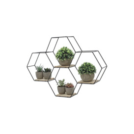 Modern Hexagon Wall Shelf with Iron Frame - thumbnail 2
