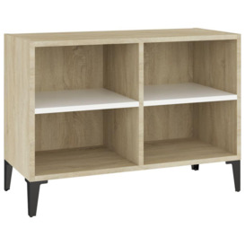 TV Cabinet with Metal Legs White and Sonoma Oak 69.5x30x50 cm - thumbnail 2