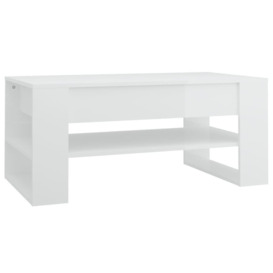Coffee Table High Gloss White 102x55x45 cm Engineered Wood - thumbnail 2