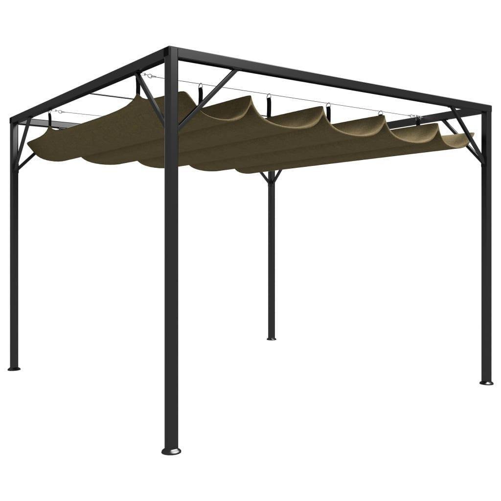 Garden Gazebo with Retractable Roof 3x3 m Taupe 180 g/mÂ² - image 1