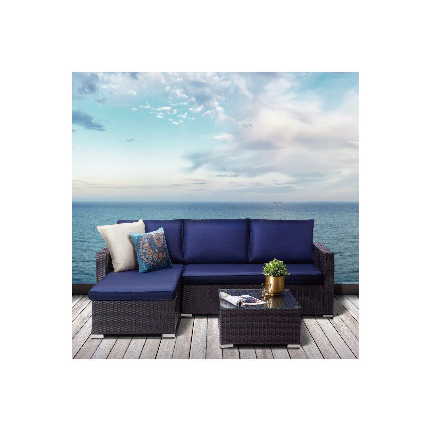 Outdoor Garden Furniture,Rattan Wicker Patio Sectional Sofa Set - image 1
