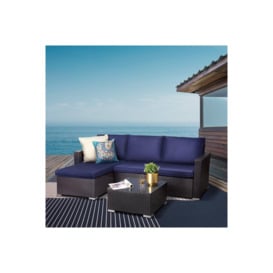 Outdoor Garden Furniture,Rattan Wicker Patio Sectional Sofa Set - thumbnail 3