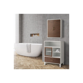 Tyler Wooden Bathroom Wall Medicine Cabinet  White/Brown - thumbnail 2