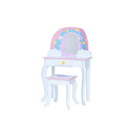 Teamson Kids Little Dreamer Rainbow Unicorn 2-pc. Wooden Vanity Set, Pink/White - thumbnail 2
