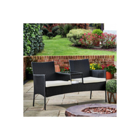 Outdoor Patio Garden Furniture, Rattan Wicker Loveseat Bench - thumbnail 3