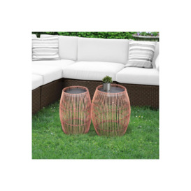 Teamson Home Outdoor Garden Furniture Large Round  Patio Side Table - thumbnail 1