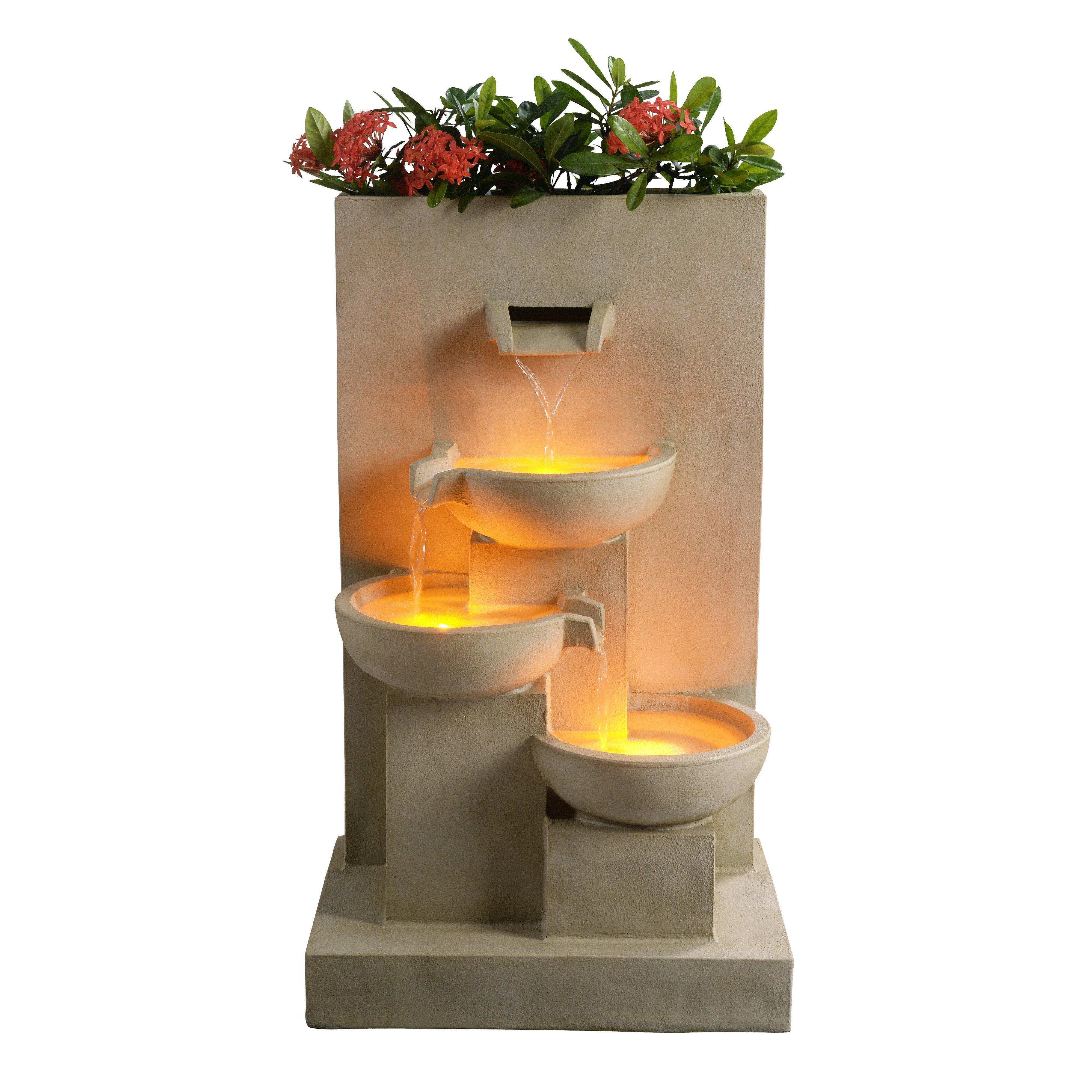 Outdoor Water Fountain with Planter, 74 cm Natural - image 1