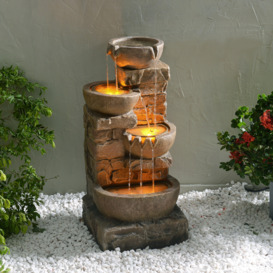Outdoor Water Fountain with LED Lights, 84.5 cm Brown - thumbnail 3