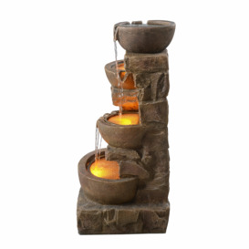 Outdoor Water Fountain with LED Lights, 84.5 cm Brown - thumbnail 2