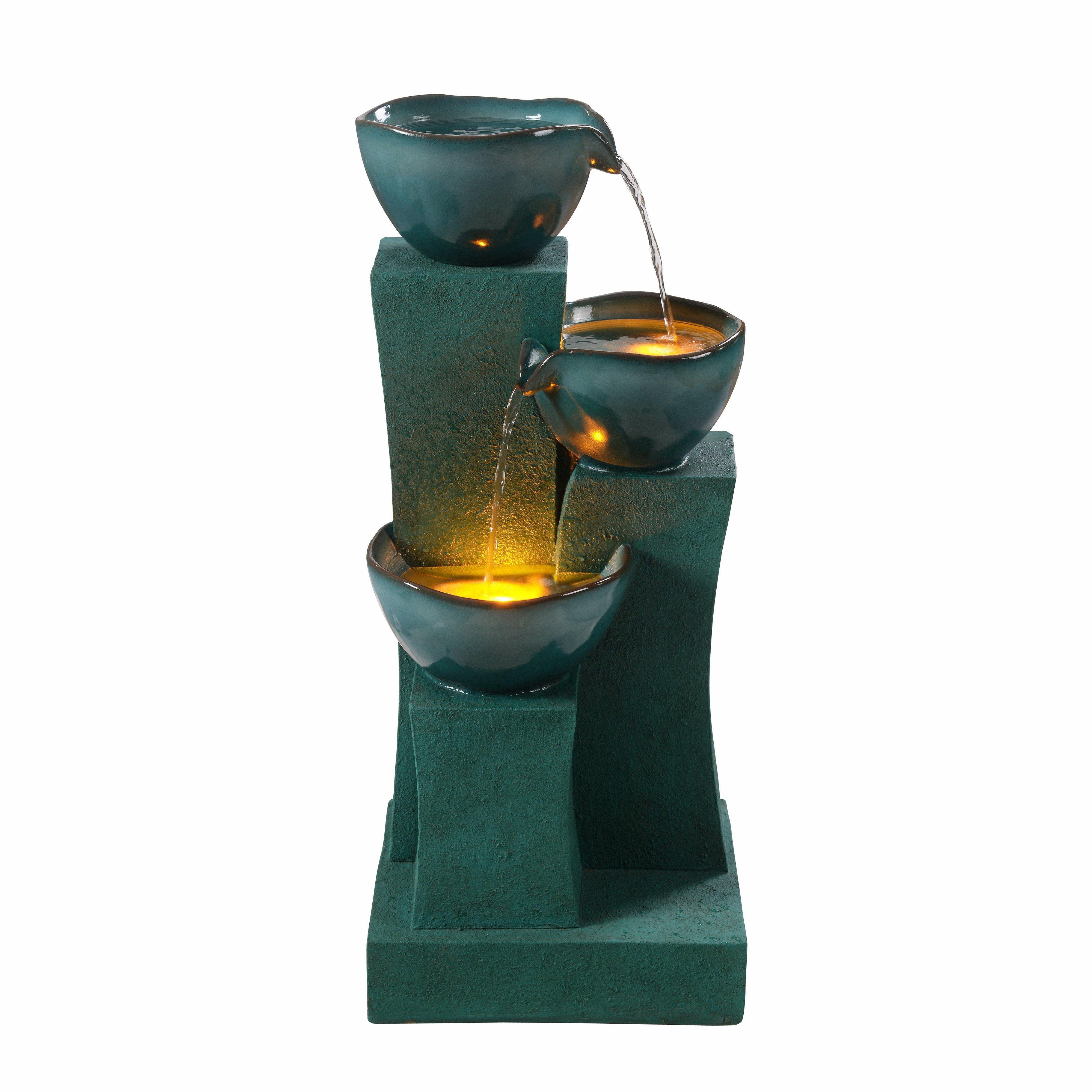 Outdoor Water Fountain with LED Lights, 72.5 cm Green - image 1