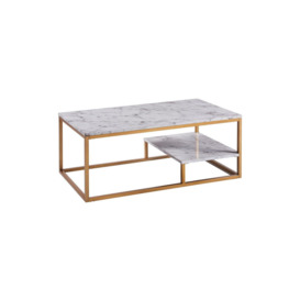 Marmo Modern Wooden Marble Effect Coffee Table Living Room - thumbnail 2