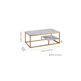 Marmo Modern Wooden Marble Effect Coffee Table Living Room - thumbnail 3